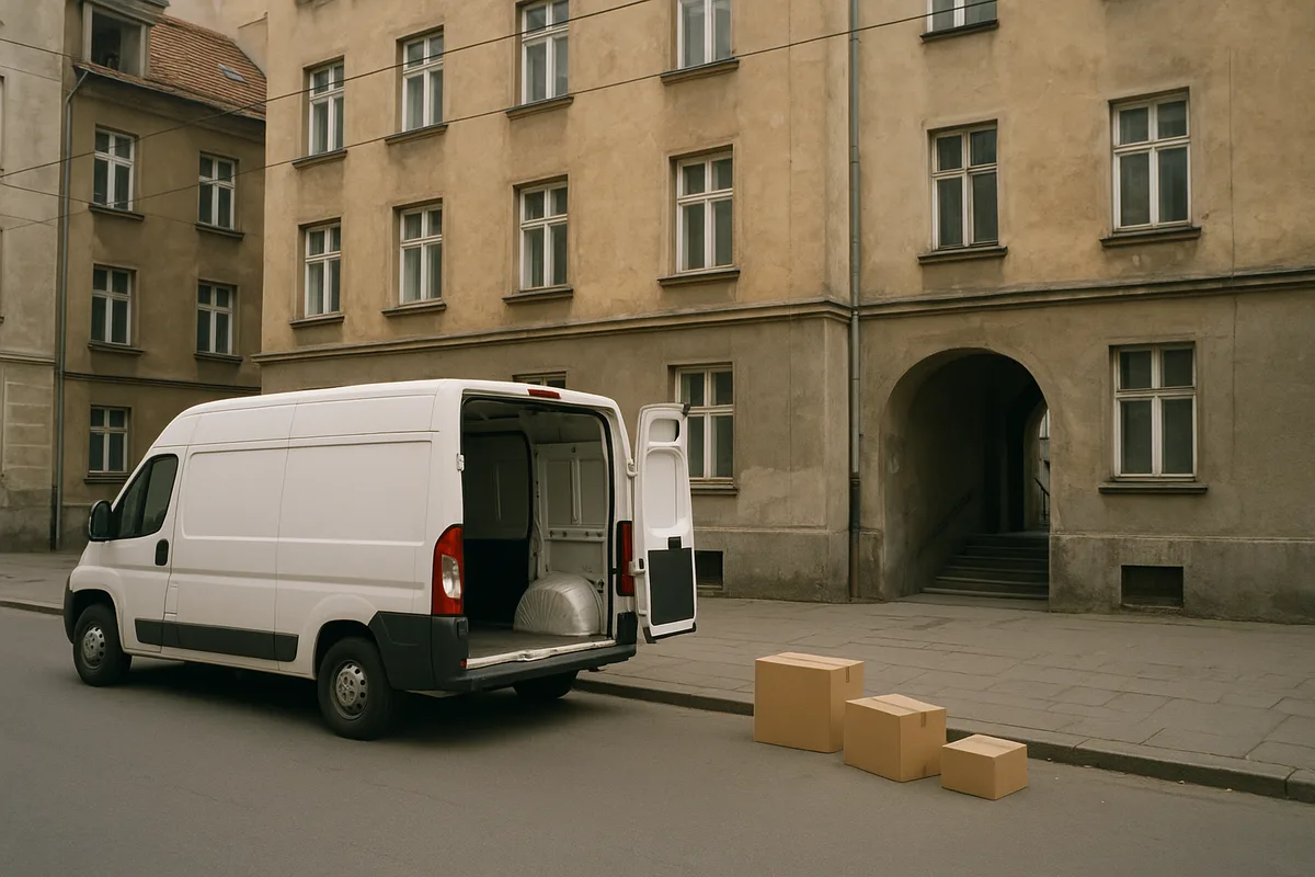 Kombi parkiran ispred haustora stare zgrade - Zagreb