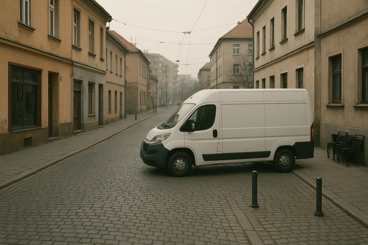 Kombi na pješačkoj ulici sa stupićima i kaldrmom - Zagreb
