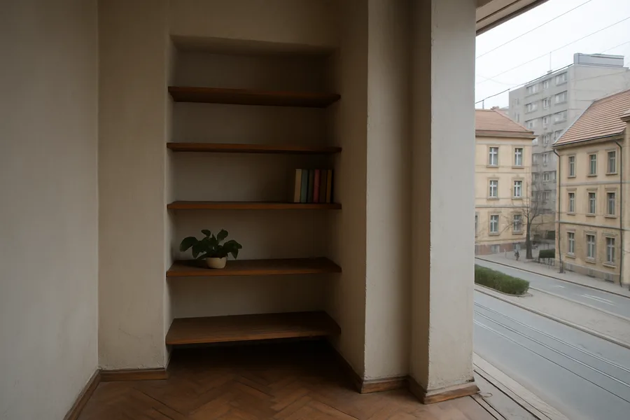 Polica ugrađena u nišu uz dimnjački zid - Zagreb