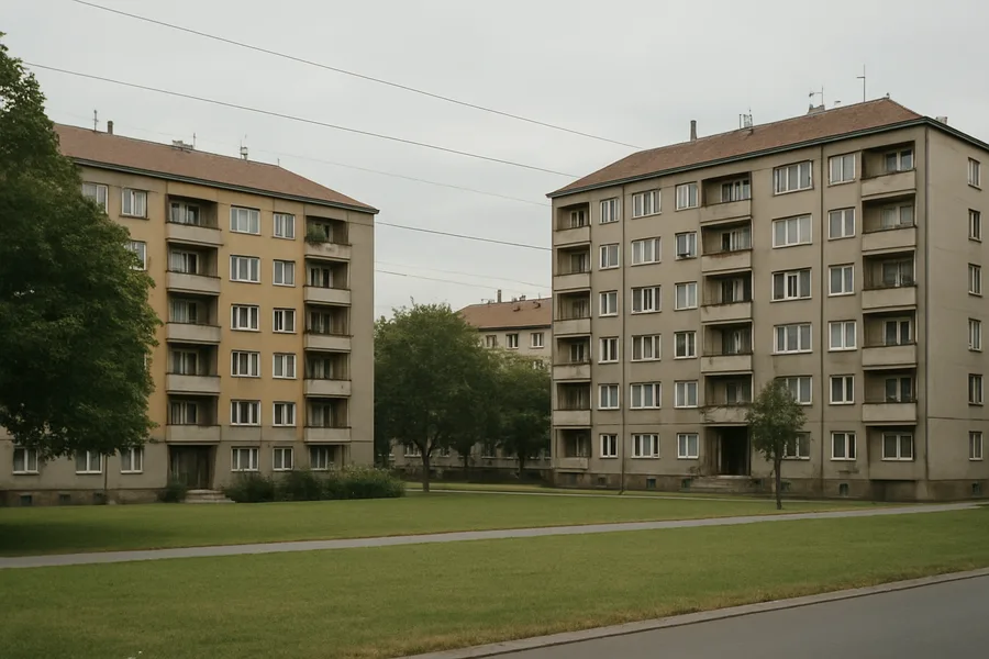 Stambeni blokovi i zelena površina između zgrada - Zagreb